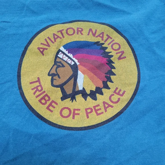 Aviator Nation Shirt Tribe Of Peace Indian Graphic Cropped Boyfriend Distressed - Picture 5 of 13